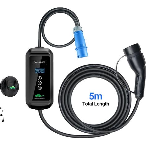 Cargador para coche eléctrico, potencia de salida de 7 kW, diseño fácil de usar, color negro, tipo 2 (1/2)