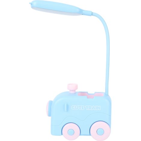 Mini-LED-Nachttischlampe mit Zugfunktion, Augenschutz, Leselicht, USB-Ladefunktion und Stifthalter für Kinder, Blau (1/5)