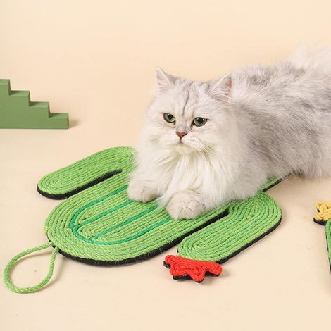 Planche à gratter pour chat，Tapis Griffoir pour Chat Tapis en sisal Tapis anti-rayures EVA anti-dérapant chat jouet protection canapé meubles（façon cactus） (1/4)