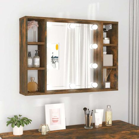 Teenpull – Spiegelschrank mit LED Räuchereiche 76x15x55 cm (1/5)