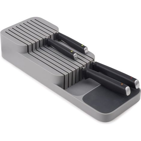 Organisateur de couteaux, peut contenir jusqu'à 9 couteaux, organisation de cuisine et rangement de tiroir – Compact, gris (1/4)