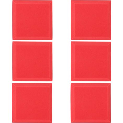 6 Panneaux Acoustiques Mousse Isolation Sonore 30x30x5cm Rouge - Studio Enregistrement, Home Studio, Mur Anti-Bruit (1/5)