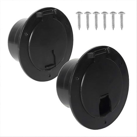 Lot de 2 couvercles de trappe de camping-car noirs, trappe de câble électrique ronde avec vis