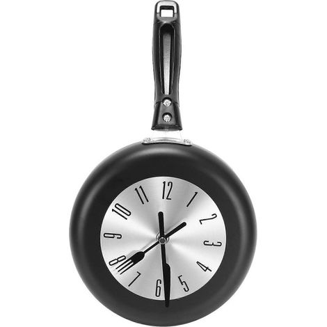 Horloge murale suspendue de 20 cm (8 pouces) en forme de poêle à frire, pour la décoration de la maison et de la chambre. (1/5)