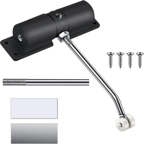 Ferme-porte réglable Rebound Automatique en alliage d'aluminium et acier inoxydable pour chambre à coucher, bureau, noir (1/5)
