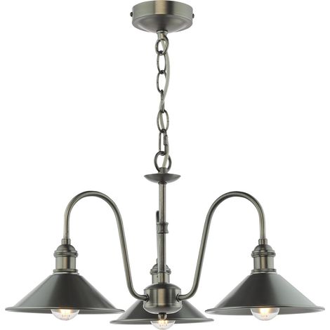 Dar Hadano Suspension Hadano à 3 lumières, finition chrome antique et étain antique (1/2)