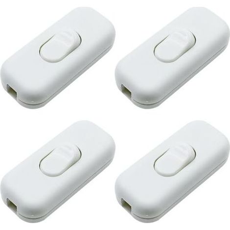 Lntyq Interrupteur torpille 4 pièces, interrupteur bipolaire, interrupteur à bascule pour lampe, 2 ou 3 fils pour lampe de table, lampe de chevet (blanc) (1/5)