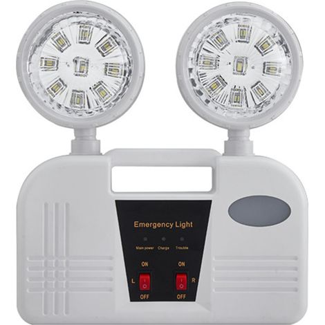 Lampe de secours 1800mAh 2 têtes Allumage Auto Étanche Ignifuge Plastique pour Famille Bureau Prise UE (1/5)