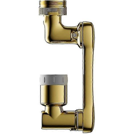 Rallonge de robinet, aérateur rotatif à 1080° avec 2 buses pour robinets de cuisine et de salle de bain (doré) (1/5)