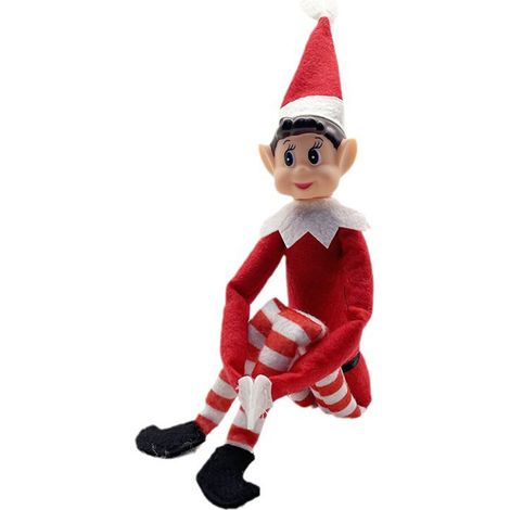 Décoration de Noël : lutin rouge assis aux longues jambes, pour la maison (1/5)