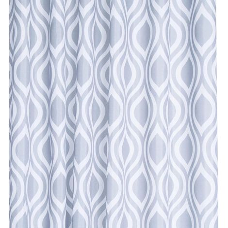 Croydex Waterproof Shower Curtain Grey Medallion Textile, Machine Washable (1/3)