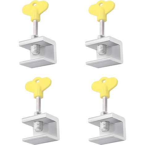 Lot de 4 verrous de fenêtre coulissante, en alliage d'aluminium, pour cadre de porte, serrure de sécurité avec clé (alliage d'aluminium court)