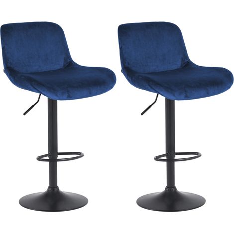 2er Set Barhocker Solon Schwarz blau Samt (1/5)