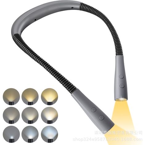 Lampe de Cou Rechargeable de lecture USB Led Eclairage Niveaux luminosité Réglable protection Ideal pour Lire la Nuit Tricoté Réparer Balade Nocturne bureau (1/5)