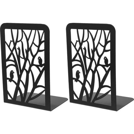 Lot de 2 serre-livres décoratifs en fer pour étagères de bibliothèque enfantines-17.5X12X9.5cm-Black