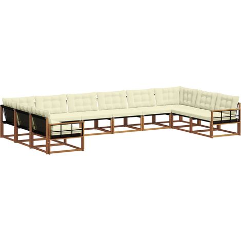 Conjunto de sofás de exterior 10 uds. Natural y Crema vidaXL (1/5)