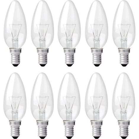 Ampoule Bougie - E14 - 40 W - 2700 K - 400 Lm - Dimmable - Blanc Chaud - C35 - 10 Pièces (1/5)