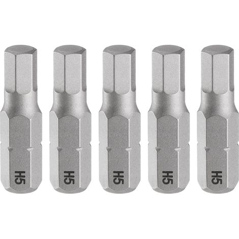 5pcs H5.0 Embout de Tournevis Hexagonal 1/4" Tige Hexagonale 25mm/1" Longueur Magnétique Tête Hexagonale Acier S2 Embout de Tournevis (1/5)