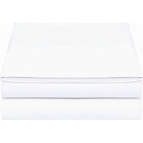 Drap Plat - 240 x 260 Cm - Blanc - Matériau Synthétique - Pour Chambre À Coucher - 1 Pièce (1/5)
