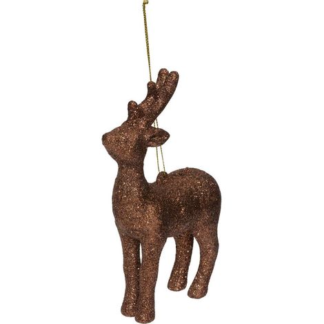 Oggetto renna in polistirolo glitterato h.14cm marrone - Atmosphera créateur d'intérieur
