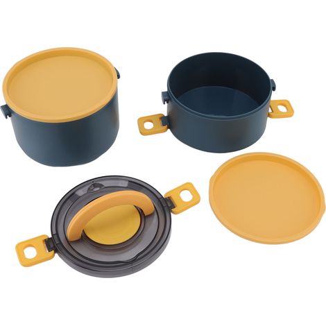 Boîte à lunch empilable 1600 ml, 2 étages, plastique de qualité alimentaire, isotherme, étanche, sans BPA, pour adultes, bleue. (1/5)