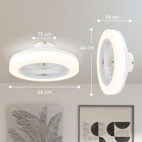 Ventilateur de plafond blanc avec éclairage LED, 6 vitesses et télécommande, idéal pour rafraîchir et illuminer la pièce en toute simplicité. (1/5)