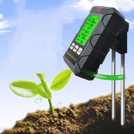 Testeur de sol 6 en 1 avec écran LCD, analyse de la fertilité du sol, humidité des nutriments, pH, humidité et température. (1/5)