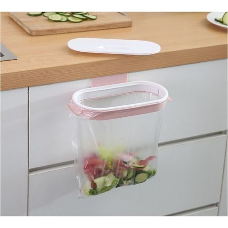 Poubelle en Plastique Portable Suspendu Sac de Cuisine déchets de Stockage Sac de Rangement Crochet Tampon de Nettoyage Porte-étagère séchée Salle de Cuisine organis (Color : Pink) (1/5)