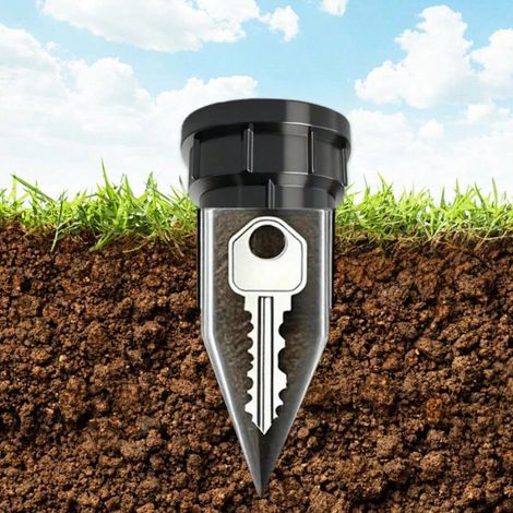 Cache-clés en forme d'arroseur réaliste, étanche pour jardin extérieur, cour, pelouse, facile à insérer sous terre, résistant à l'eau et à la corrosion (1/4)