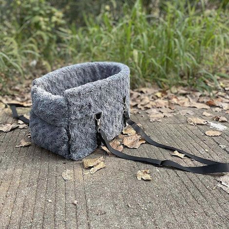 Hunde-Autositz für die Mittelkonsole, Winter-Plüsch-Katzen-Armlehnen-Sitzerhöhung mit Sicherheitsgurt, tragbar für unterwegs