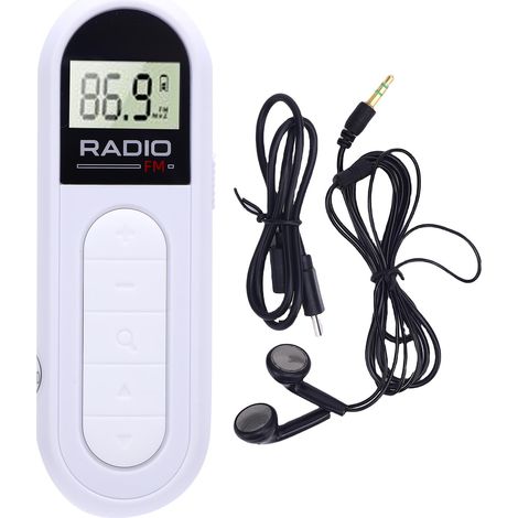 Radio FM Portable Rechargeable Numérique Écran LCD Pince Arrière Blanche Compacte Légère pour Voyage Extérieur Urgence (1/5)