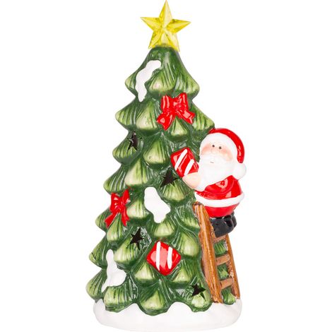 Weihnachtsdekoration MagicHome, Bäumchen mit Weihnachtsmann, LED, Terrakotta, 11x8,7x21,8 cm (1/4)