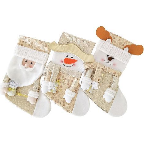 Set di 3 calze natalizie in velluto: Babbo Natale, pupazzo di neve, renna, ornamento per il camino, decorazione per l'albero di Natale. (1/5)
