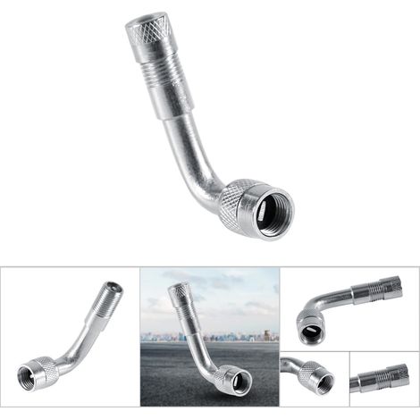 Ventilverlängerung für Motorrad- und Autoreifen, 90°-Winkeladapter, Reifenaufblaszubehör, Ventilverlängerung aus Gummi und Metall (1/5)