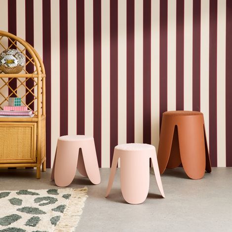 Lot de 2 tabourets empilables enfant polypropylène et bouclette texturée rose pâle - Niki Kids