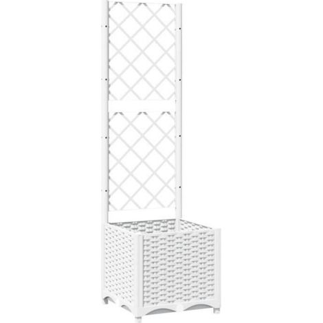 Jardinière avec treillis - - Modèle RE388 - Blanc - 40x40x136 cm - PP (Polypropylène) (1/3)