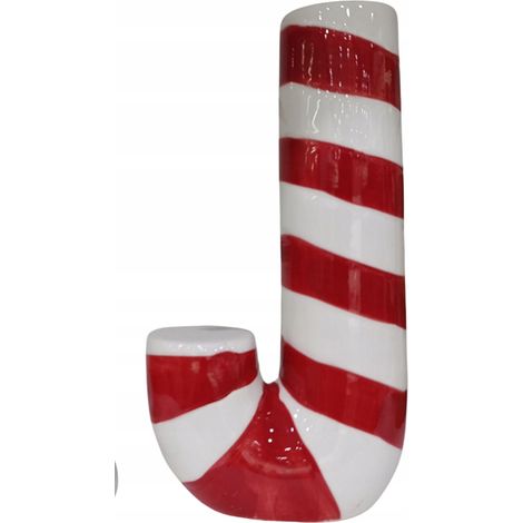 Weihnachtsvase aus Keramik in Form einer Zuckerstange, 10,5 x 20 cm, rot-weiß, 1 Stück (1/4)