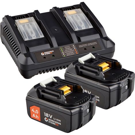 WS24 Akku Starter-Set 18 V / 2x 4,0 Ah Akku + Doppelschnellladegerät