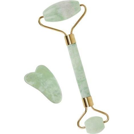 Véritable pierre de jade naturelle Gua Sha et rouleau vert (1/5)