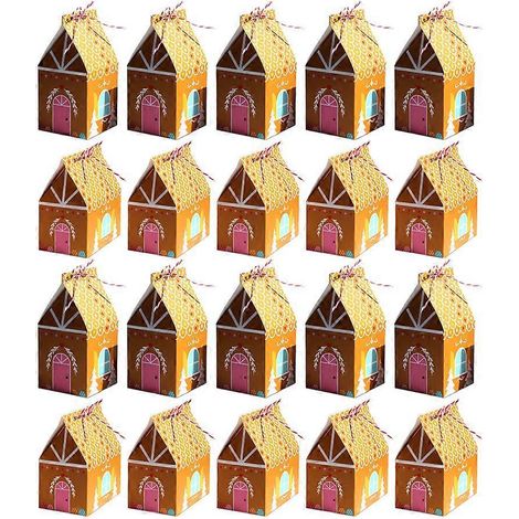 20 Stück tragbare Weihnachtsgeschenkboxen im Lebkuchenhaus-Design zum Selbermachen, ideal zum Backen von Keksen, als Geschenkverpackung aus Papier oder als Bonbonbox.-M (1/3)