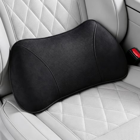 Lumbar Cushion Memory Foam Ergonomic Support Suede Black Memory Foam Lumbar Support Ergonomic Back Pillow Suede Back Pillow for Car Seat, Driving Comfort (1/5)