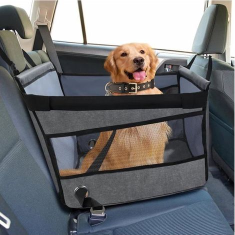 Siège Auto Chien Sécurisé, Panier Voiture Chien Confortable, Protection Voiture Chiens avec Fenêtre Aérée (46x45x48cm) (1/5)