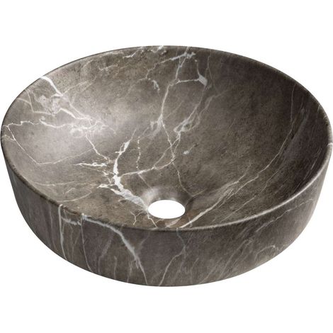 Sapho - Lavabo sobre encimera Rondea, diámetro 41 cm, sin rebosadero, sin orificio para la grifería, mármol breccia AR445BM (1/5)