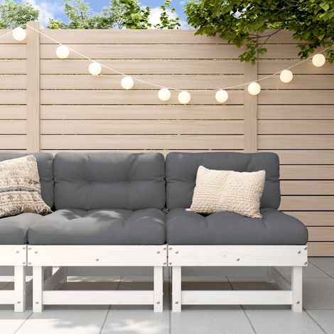 Canapés centraux avec coussins 2 pcs,Canapé de jardin,Banquette blanc bois de pin massif DGBDF673847 (1/5)