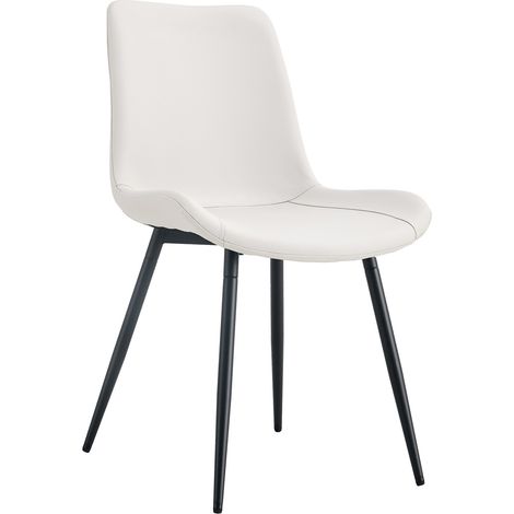 Juego de 4 sillas de comedor de polipiel blanca con estructura metálica negra 42x47x83 cm MODENUIT (1/5)