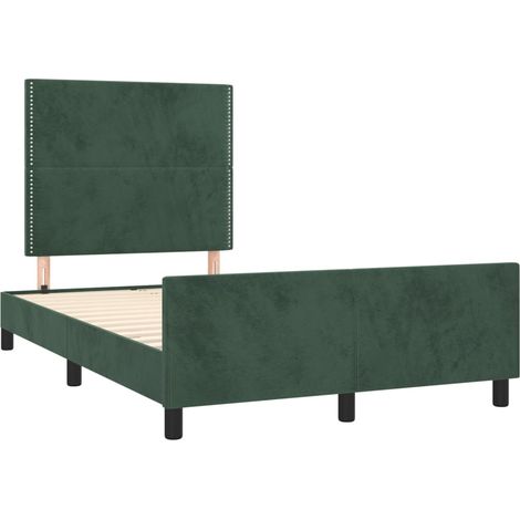 vidaXL Cadre de lit sans matelas vert foncé 120x190 cm velours (1/5)