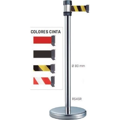 Poste separador acero inoxidable cinta rojo/blanco METALWORKS RS4SRRB