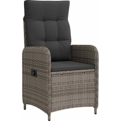 Silla de jardín reclinable Gris y Gris Oscuro vidaXL