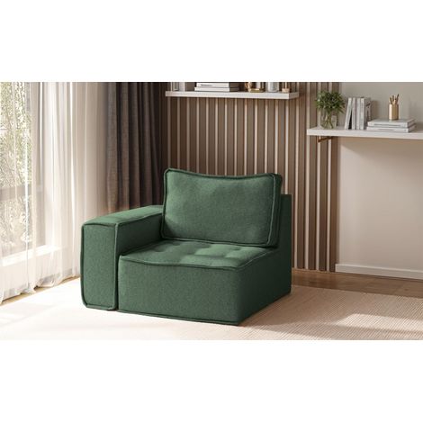 Sessel SANDE 1-Sitzer Modul Stoff Raven Flaschengrün Seite Links (1/5)