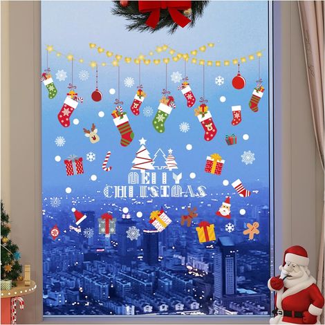 Autocollants réutilisables pour fenêtres, autocollants statiques double face, décorations de Noël pour fenêtres, autocollants de Noël en PVC pour la d (1/5)
